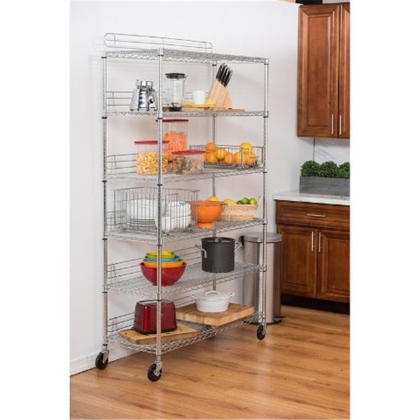 Templeton 6 Tier Wire Shelving Rack with WheelsChrome 48 x 18 x 72 in. TE588341
